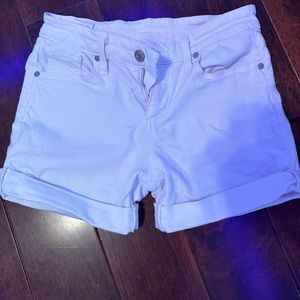White cuffed denim shorts